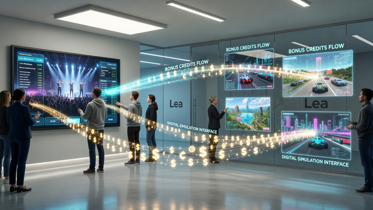 Darstellung von Datenflüssen und Bonusübertragungen zwischen Live- und virtuellen Märkten